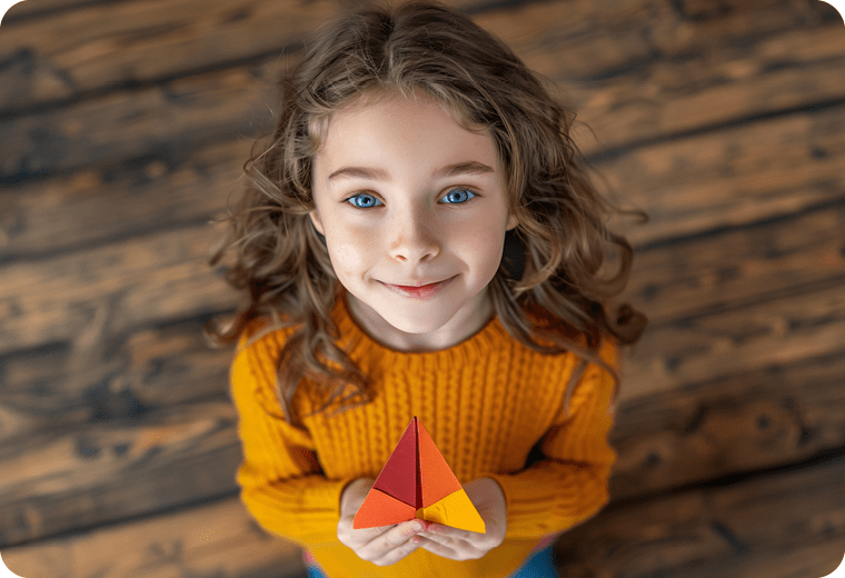 happy girl holding paper plane
